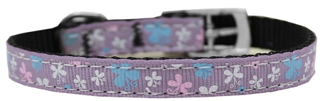 Butterfly Nylon Dog Collar with classic buckle 3/8" Lavender Size 8